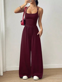 Spaghetti Strap Wide Leg Jumpsuit