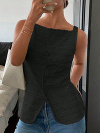 Textured Button-Front Tank