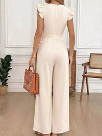 Floral Embroidered Ruffle Trim Jumpsuit
