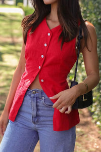 Button Down V-Neck Vest