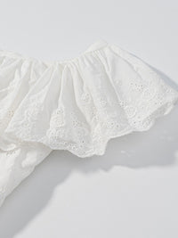 Lace Up Back Eyelet Ruffle Trim Tank