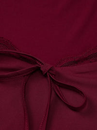 Sweetheart Neck Lace Trim Tie-Front T-Shirt