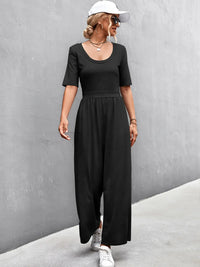 Scoop Neck Short Sleeve Jumpsuit