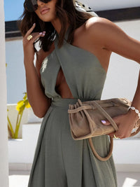 Wide Leg Cutout Halter Neck Jumpsuit