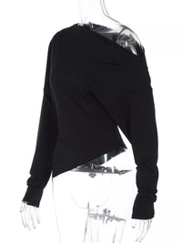 Asymmetrical Off-Shoulder Long Sleeve T-Shirt