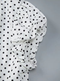 Polka Dot Ruched V-Neck Top