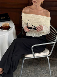Off Shoulder Long Sleeve Lace Top