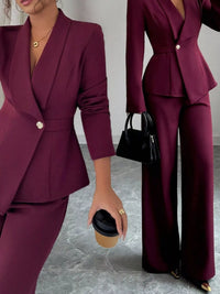 One Button Blazer and Pants Set