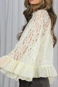 Lace Ruffled Hem Blouse