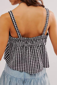 Tied Front Textured Square Neck Cami