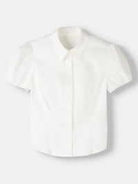 Striped Puff Sleeve Fitted Shirt