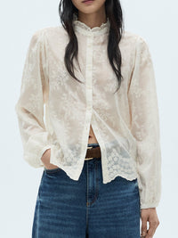 Lace Sheer Long Sleeve Shirt