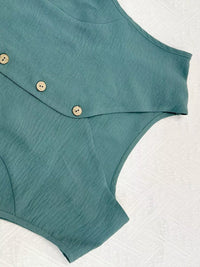 Button-Down Vest & Wide Leg Pants Set