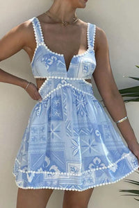 Cutout Printed Mini Dress