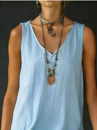 Full Size Ruffled Hem V-Neck Sleeveless Dress Plus Size