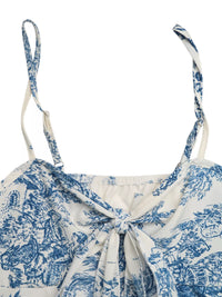 Floral Print Tie Front Ruffle Hem Cami