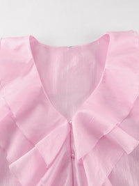 Ruffle Trimmed Long Sleeve Blouse