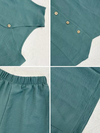 Button-Down Vest & Wide Leg Pants Set