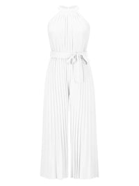 Cutout Tied Pleated Sleeveless Jumpsuit