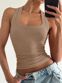 Ribbed Square Neck Tank Top