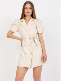 Tie Waist Short Sleeve Blazer Dress