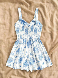 Floral Print Twist Front Cutout Romper