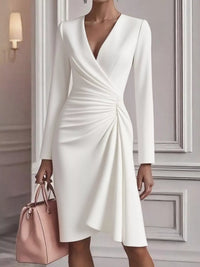Ruched Surplice Long Sleeve Dress