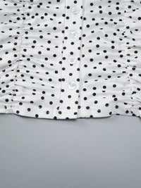 Polka Dot Ruched V-Neck Top