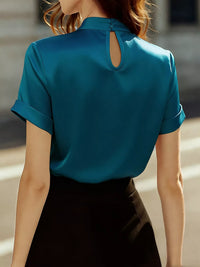 Keyhole Neck Satin Blouse