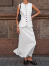 Button Up Vest and Maxi Skirt Set