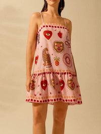 Printed Ruffle Hem Mini Dress