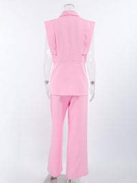 Sleeveless Blazer & Wide Leg Pants Set
