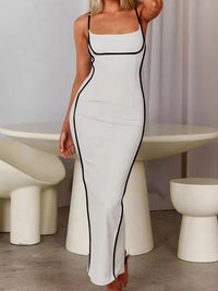 Contrast Trim Spaghetti Strap Maxi Dress