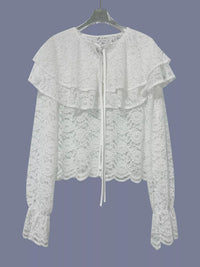 Ruffled Lace Flounce Sleeve Blouse